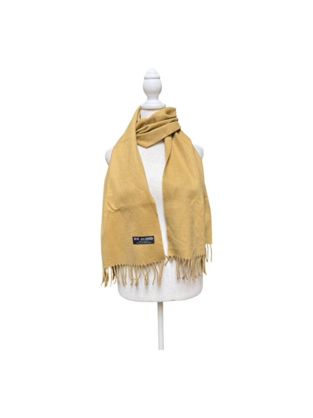 Made in Scotland 85% Cashmere Beige Scarf Fringe Soft Luxury Winter Wrap 64x12